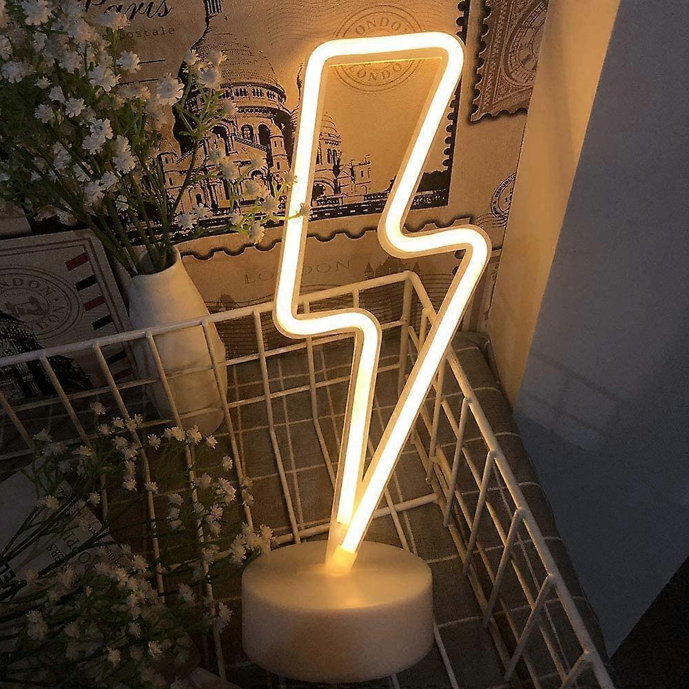 Led Lightning Bolt Neon Light Signs, Warm White Lightning Bolt Shape babies babies Night Light Wall Sign Light Battery Operated - Image 3