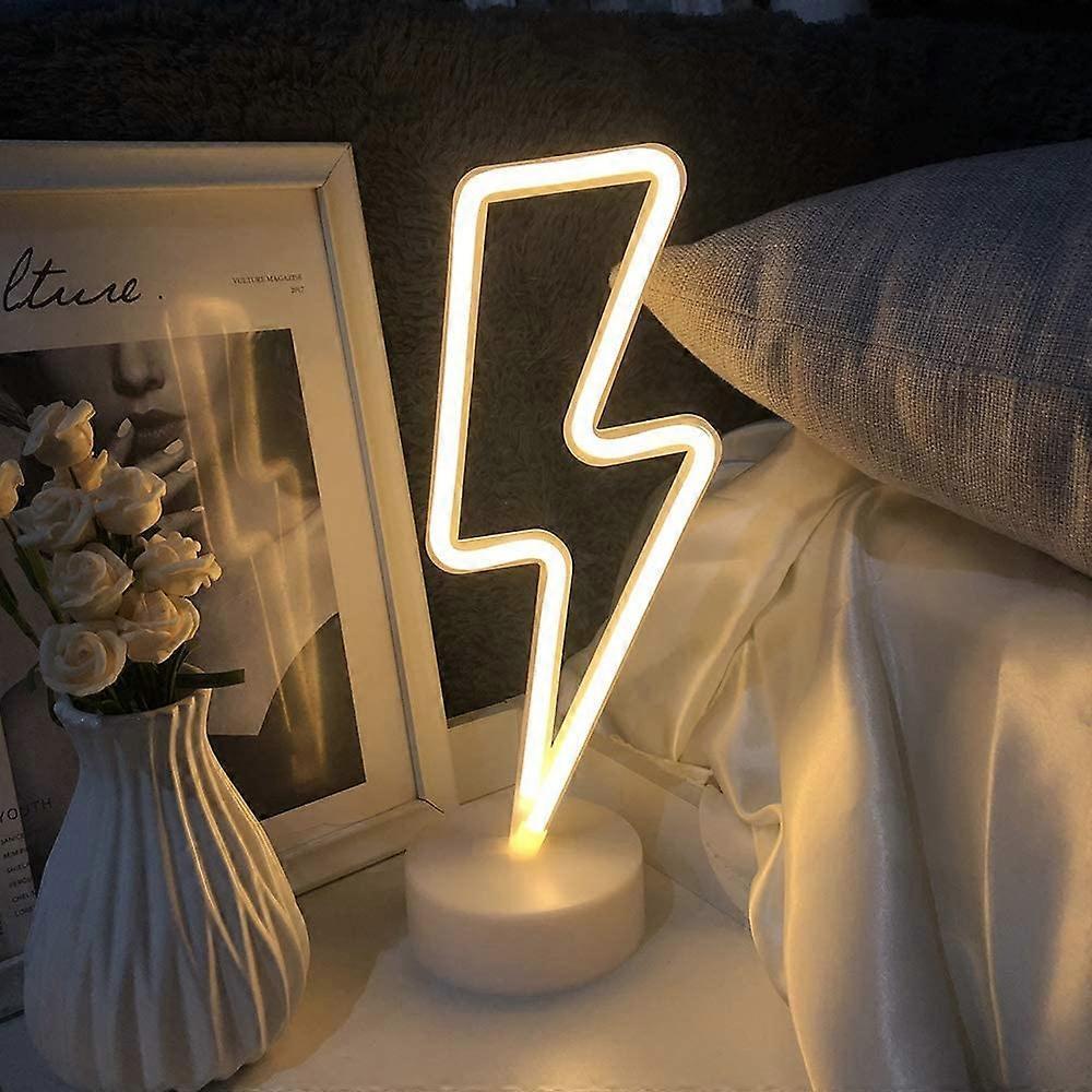 Led Lightning Bolt Neon Light Signs, Warm White Lightning Bolt Shape babies babies Night Light Wall Sign Light Battery Operated - Image 4