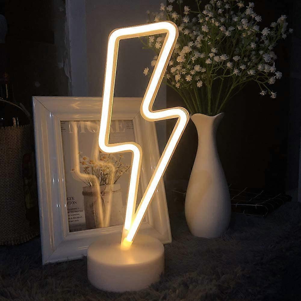 Led Lightning Bolt Neon Light Signs, Warm White Lightning Bolt Shape babies babies Night Light Wall Sign Light Battery Operated - Image 5