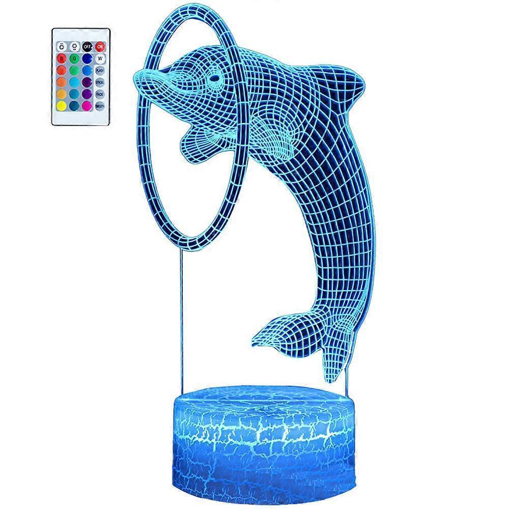 Dolphin series 3D night light remote controlled table lamp with LED color transition - Image 1