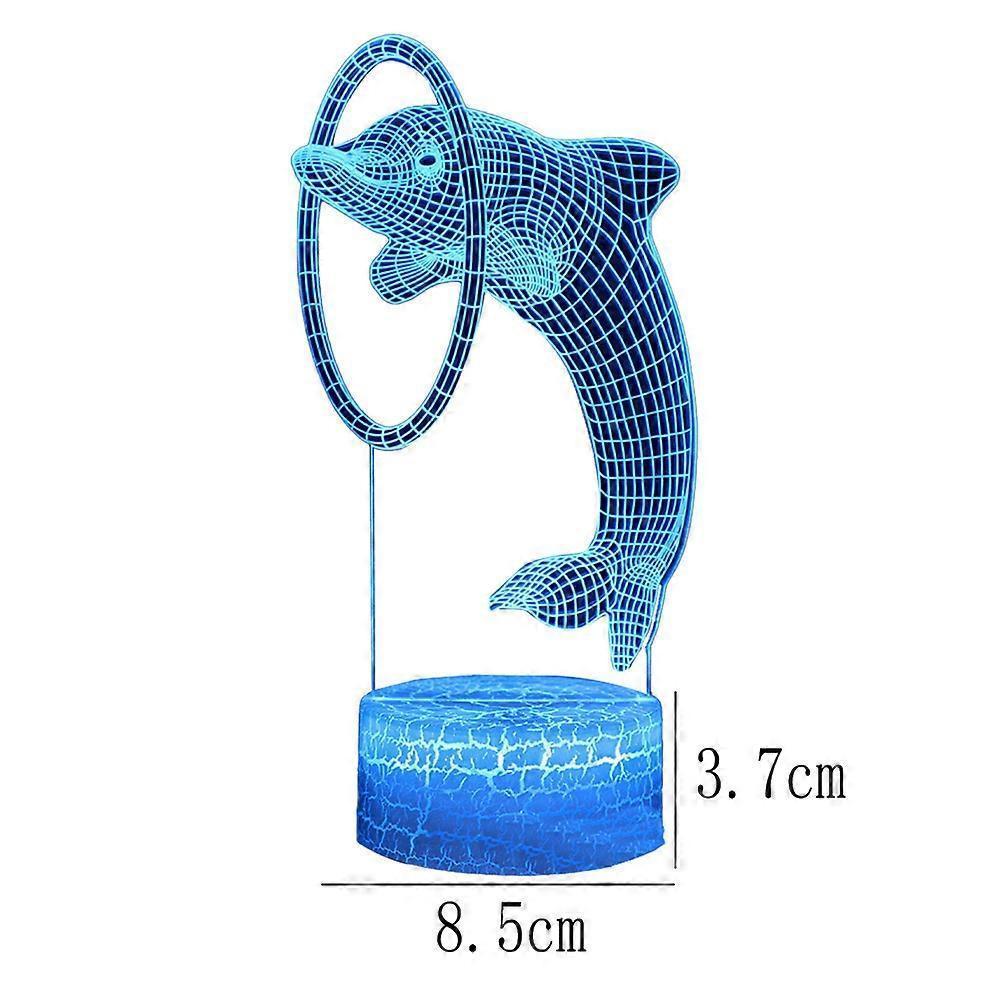 Dolphin series 3D night light remote controlled table lamp with LED color transition - Image 2