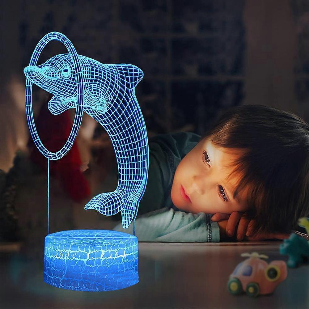 Dolphin series 3D night light remote controlled table lamp with LED color transition - Image 3