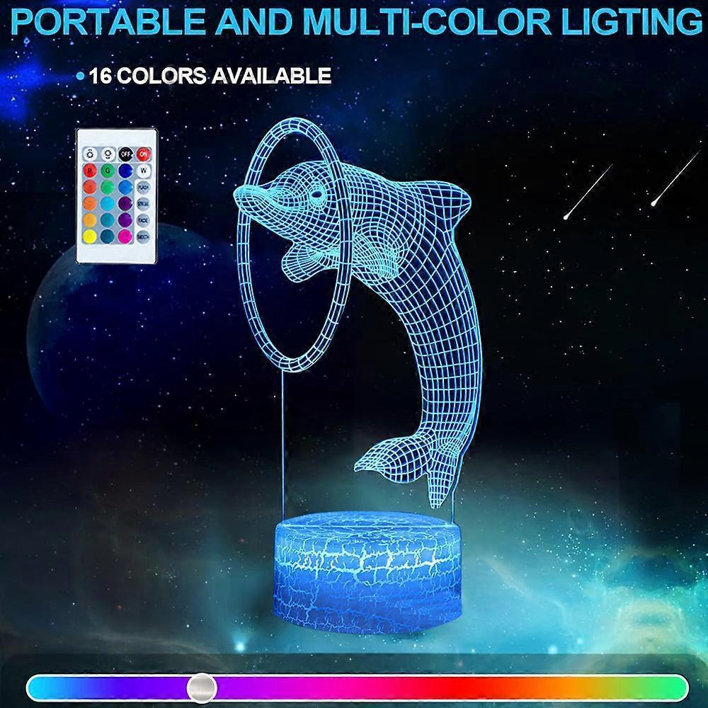 Dolphin series 3D night light remote controlled table lamp with LED color transition - Image 4