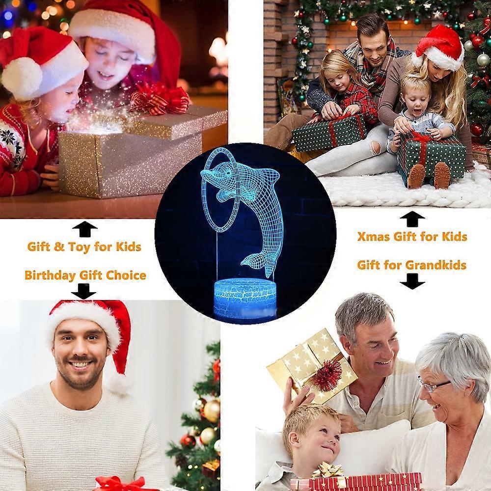 Dolphin series 3D night light remote controlled table lamp with LED color transition - Image 5