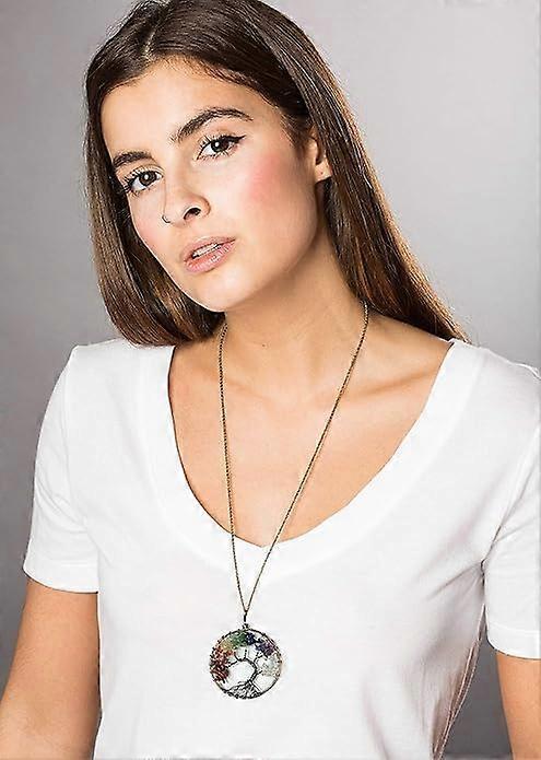 7 Chakra Gemstone Healing Crystals Necklace Copper Wire Wrapped Natural Gemstone Necklace Unisex Hippie Leather Necklace Choker - Image 2