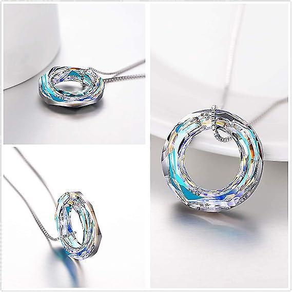 926 Sterling Silver Circle Necklace With Austrian Crystal, Jewelry For Women Teen Girls - Image 2