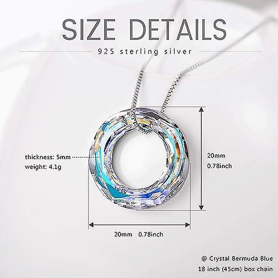 926 Sterling Silver Circle Necklace With Austrian Crystal, Jewelry For Women Teen Girls - Image 3