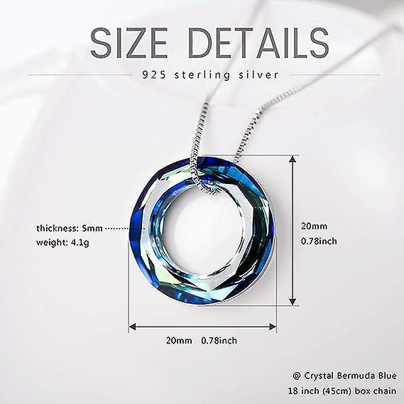 927 Sterling Silver Circle Necklace With Austrian Crystal, Jewelry For Women Teen Girls - Image 3
