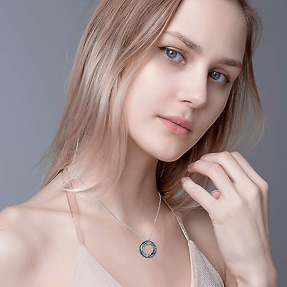 927 Sterling Silver Circle Necklace With Austrian Crystal, Jewelry For Women Teen Girls - Image 4