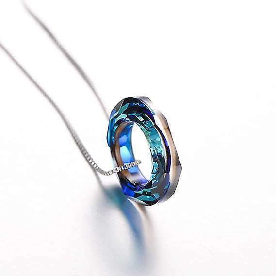 927 Sterling Silver Circle Necklace With Austrian Crystal, Jewelry For Women Teen Girls - Image 5