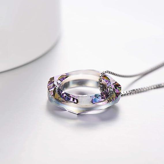 928 Sterling Silver Circle Necklace With Austrian Crystal, Jewelry For Women Teen Girls - Image 3