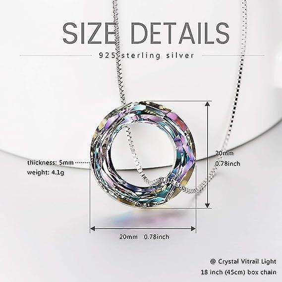 928 Sterling Silver Circle Necklace With Austrian Crystal, Jewelry For Women Teen Girls - Image 5