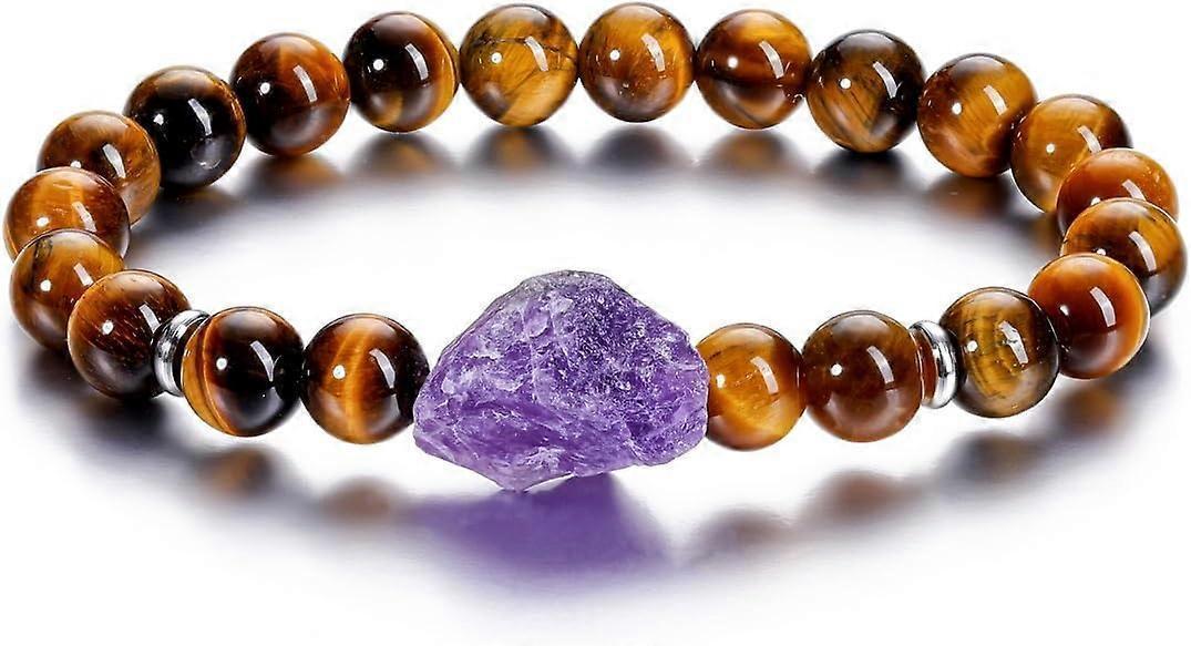 Amethyst Crystal Beaded Bracelet for Women,Natural Gem Semi Precious Reiki Healing Crystal Energy Quartz Bracelet,Handmade 8mm Round Stone Beads Stret - Image 1