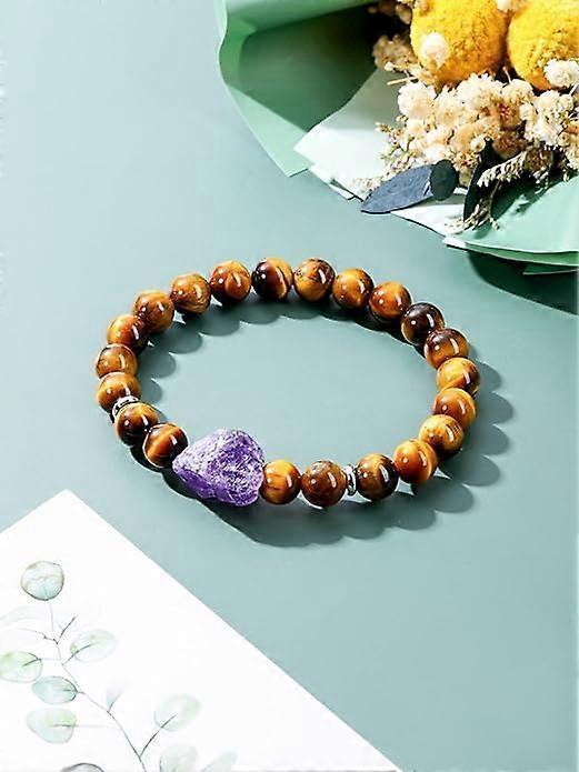 Amethyst Crystal Beaded Bracelet for Women,Natural Gem Semi Precious Reiki Healing Crystal Energy Quartz Bracelet,Handmade 8mm Round Stone Beads Stret - Image 2