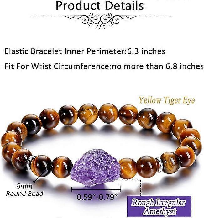 Amethyst Crystal Beaded Bracelet for Women,Natural Gem Semi Precious Reiki Healing Crystal Energy Quartz Bracelet,Handmade 8mm Round Stone Beads Stret - Image 3