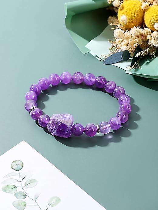 Amethyst Crystal Beaded Bracelet For Women,natural Gem Semi Precious Reiki Healing Crystal Energy Quartz Bracelet,handmade 8mm Round Stone Beads Stret - Image 2