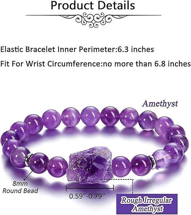 Amethyst Crystal Beaded Bracelet For Women,natural Gem Semi Precious Reiki Healing Crystal Energy Quartz Bracelet,handmade 8mm Round Stone Beads Stret - Image 3