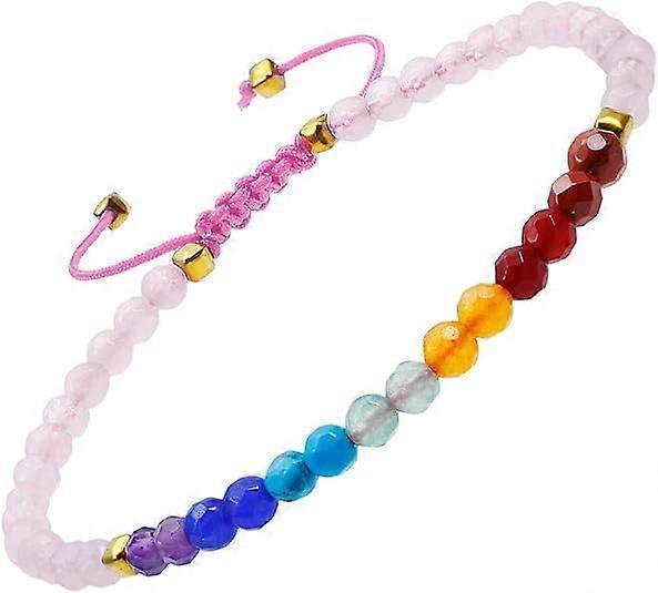 Beads Bracelets Faceted Stone 7 Chakra 4mm Healing Crystal Bracelet Adjustable Handmade Jewelry for Women - Image 1