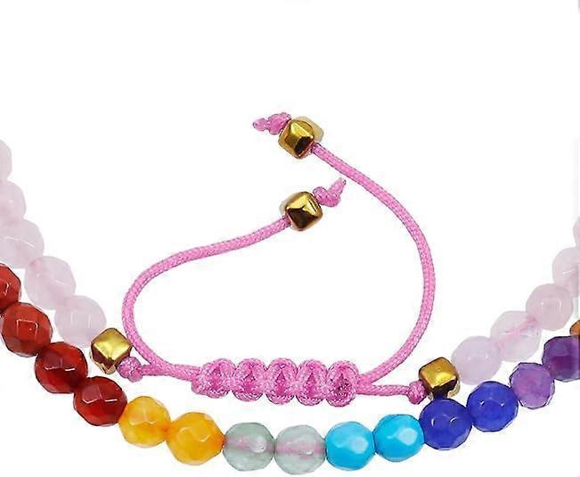 Beads Bracelets Faceted Stone 7 Chakra 4mm Healing Crystal Bracelet Adjustable Handmade Jewelry for Women - Image 3