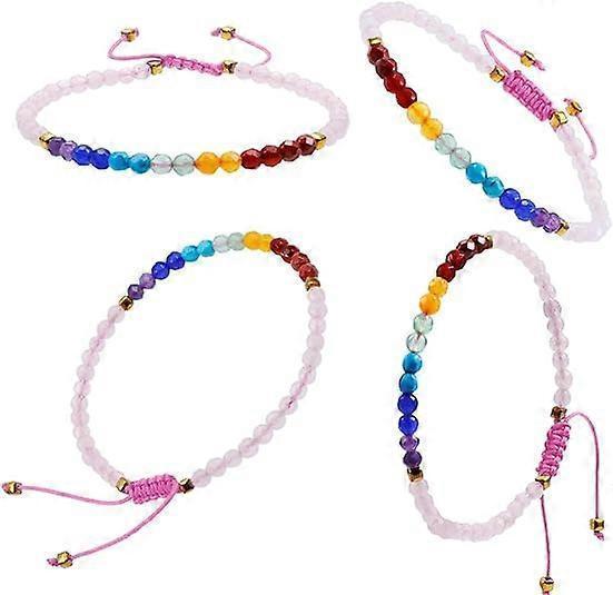 Beads Bracelets Faceted Stone 7 Chakra 4mm Healing Crystal Bracelet Adjustable Handmade Jewelry for Women - Image 4