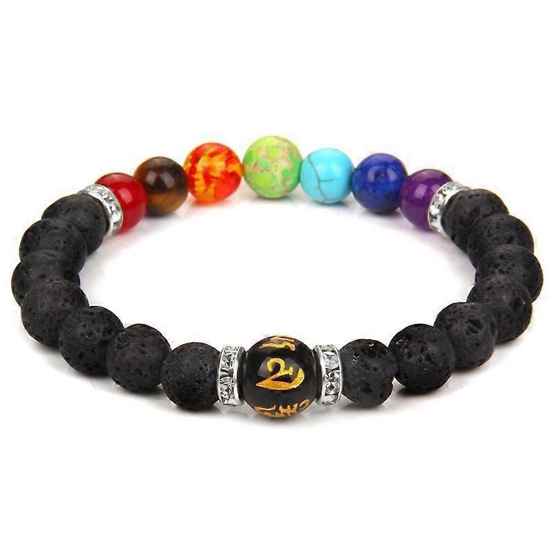 Bracelets for Women 8mm Chakra Natural Stone Bracelet Lava Rock 7 Chakras Crystals and Healing Stones Bracelets Stress Relief Yoga Anxiety Bead Bracel - Image 1