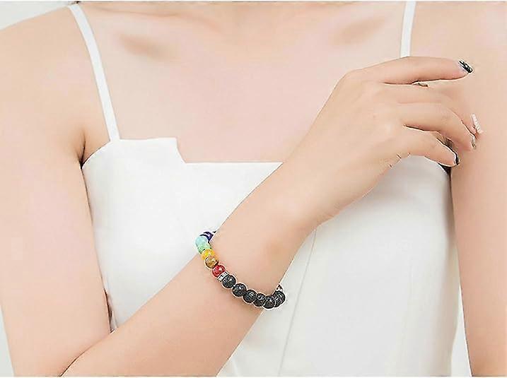 Bracelets for Women 8mm Chakra Natural Stone Bracelet Lava Rock 7 Chakras Crystals and Healing Stones Bracelets Stress Relief Yoga Anxiety Bead Bracel - Image 2