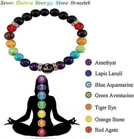 Bracelets for Women 8mm Chakra Natural Stone Bracelet Lava Rock 7 Chakras Crystals and Healing Stones Bracelets Stress Relief Yoga Anxiety Bead Bracel - Image 3