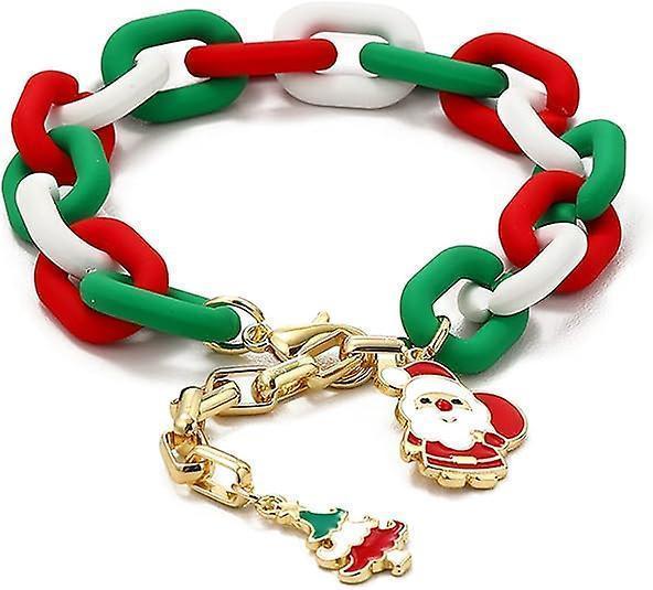 Christmas Beaded Pendant Bracelet Adjustable Christmas Tree Claus Snowman Crystal Imitation Pearl Pendant Chain Bracelet For Women Christmas Gifts - Image 1