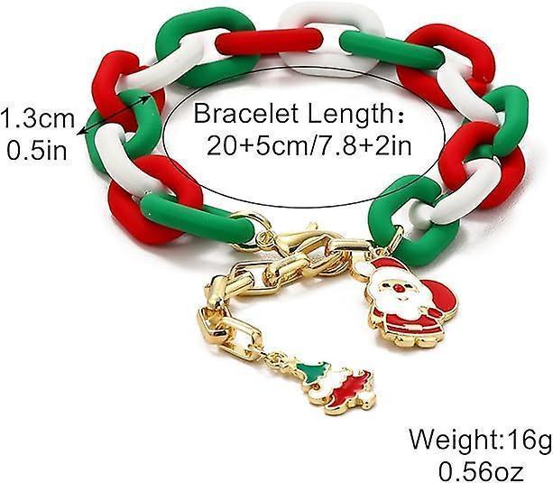 Christmas Beaded Pendant Bracelet Adjustable Christmas Tree Claus Snowman Crystal Imitation Pearl Pendant Chain Bracelet For Women Christmas Gifts - Image 2