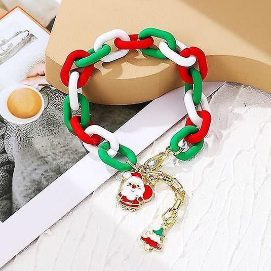 Christmas Beaded Pendant Bracelet Adjustable Christmas Tree Claus Snowman Crystal Imitation Pearl Pendant Chain Bracelet For Women Christmas Gifts - Image 3