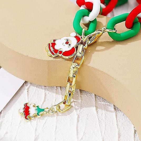 Christmas Beaded Pendant Bracelet Adjustable Christmas Tree Claus Snowman Crystal Imitation Pearl Pendant Chain Bracelet For Women Christmas Gifts - Image 4