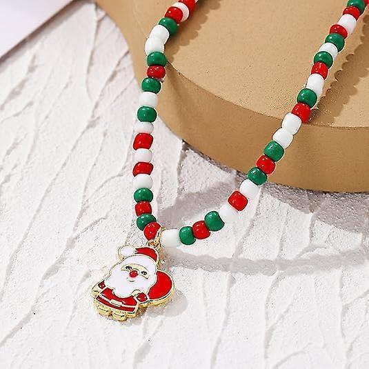 Christmas Beaded Pendant Bracelet Adjustable Christmas Tree Claus Snowman Crystal Imitation Pearl Pendant Chain Bracelet For Women Christmas Gifts - Image 3