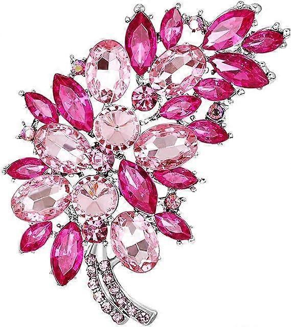 Created Crystal Fashion Brooch Pin Wedding Feather Brooches for Women-Rosered - Image 1