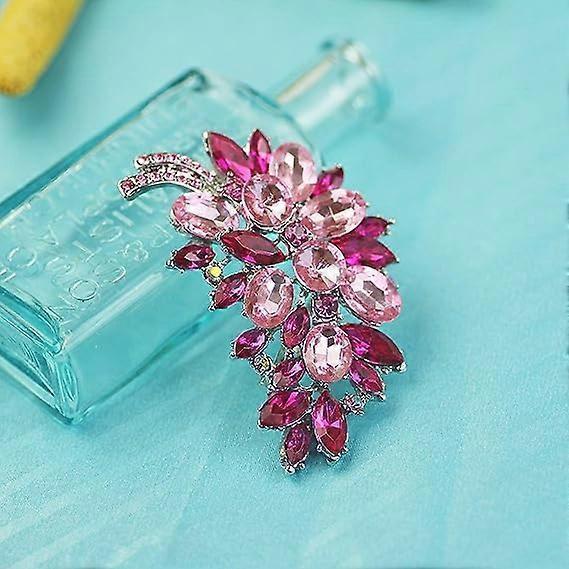 Created Crystal Fashion Brooch Pin Wedding Feather Brooches for Women-Rosered - Image 2