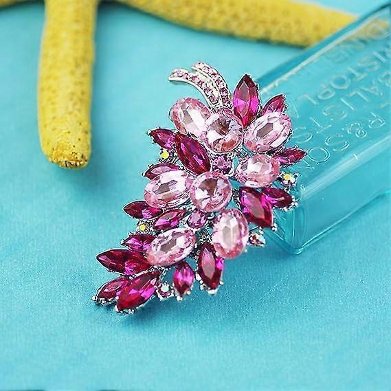 Created Crystal Fashion Brooch Pin Wedding Feather Brooches for Women-Rosered - Image 3