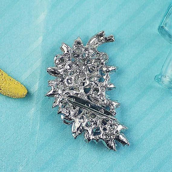 Created Crystal Fashion Brooch Pin Wedding Feather Brooches for Women-Rosered - Image 4