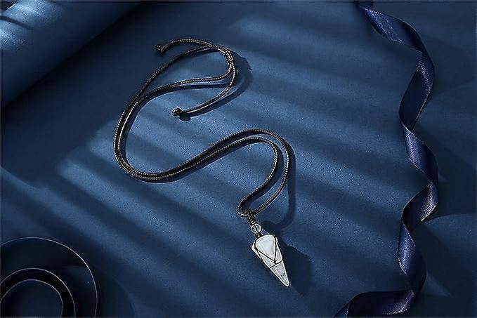 Crystal Necklace for Men Women Healing Crystal Stone Bar Pendant Necklace Adjustable Rope Necklace Natural Gemstone Necklace Jewelry - Image 2