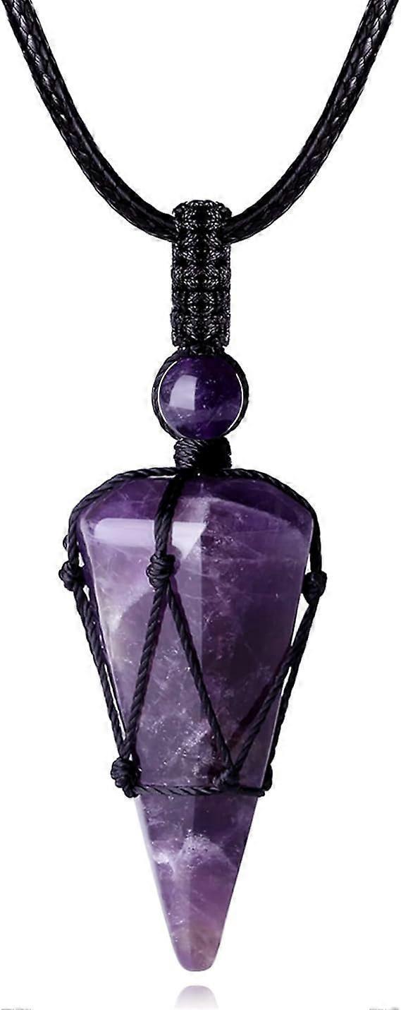 Crystal Necklace for Men Women Healing Crystal Stone Bar Pendant Necklace Adjustable Rope Necklace Natural Gemstone Necklace Jewelry - Image 1
