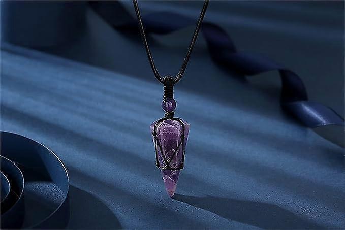 Crystal Necklace for Men Women Healing Crystal Stone Bar Pendant Necklace Adjustable Rope Necklace Natural Gemstone Necklace Jewelry - Image 3