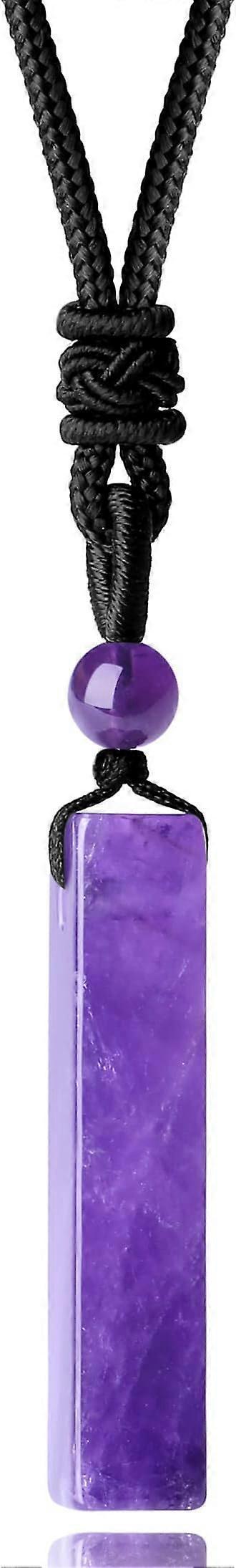 Crystal Necklace for Men Women Healing Crystal Stone Bar Pendant Necklace Adjustable Rope Necklace Natural Gemstone Necklace Jewelry - Image 1