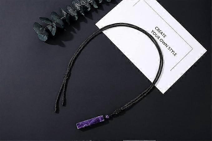 Crystal Necklace for Men Women Healing Crystal Stone Bar Pendant Necklace Adjustable Rope Necklace Natural Gemstone Necklace Jewelry - Image 2