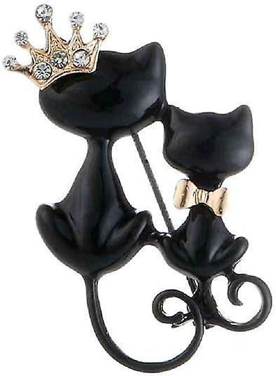 Crystal Rhinestone Kitty Cat Brooch & Pin Double Kittens Cute Brooches Jewelry Accessories For Women - Image 2