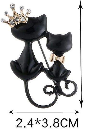 Crystal Rhinestone Kitty Cat Brooch & Pin Double Kittens Cute Brooches Jewelry Accessories For Women - Image 3