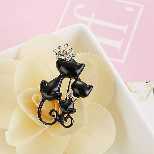 Crystal Rhinestone Kitty Cat Brooch & Pin Double Kittens Cute Brooches Jewelry Accessories For Women - Image 4