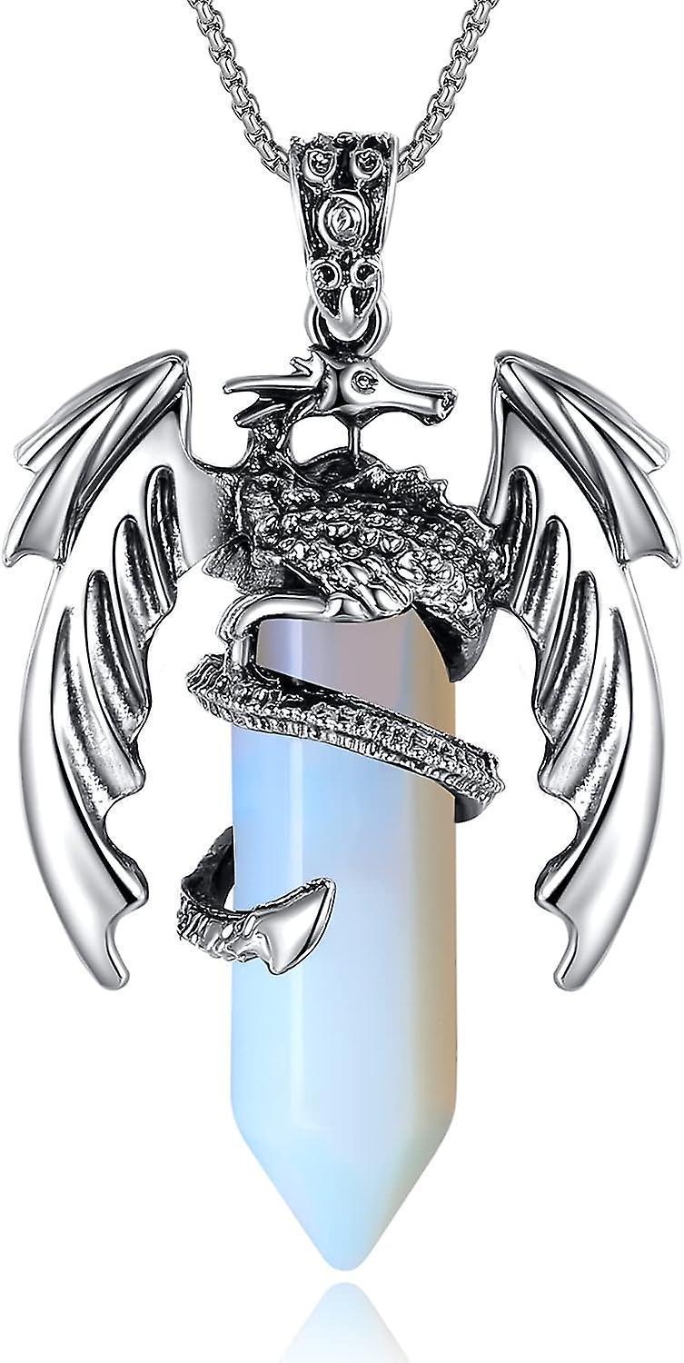 Dragon Necklace For Men Women Crystal Necklace Cool Mens Necklaces Dragon Jewelry Natural Gemstone Necklace - Image 1