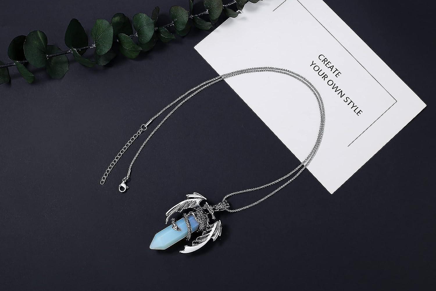 Dragon Necklace For Men Women Crystal Necklace Cool Mens Necklaces Dragon Jewelry Natural Gemstone Necklace - Image 2