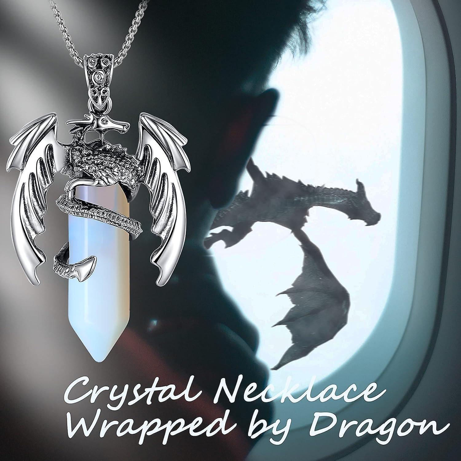 Dragon Necklace For Men Women Crystal Necklace Cool Mens Necklaces Dragon Jewelry Natural Gemstone Necklace - Image 3