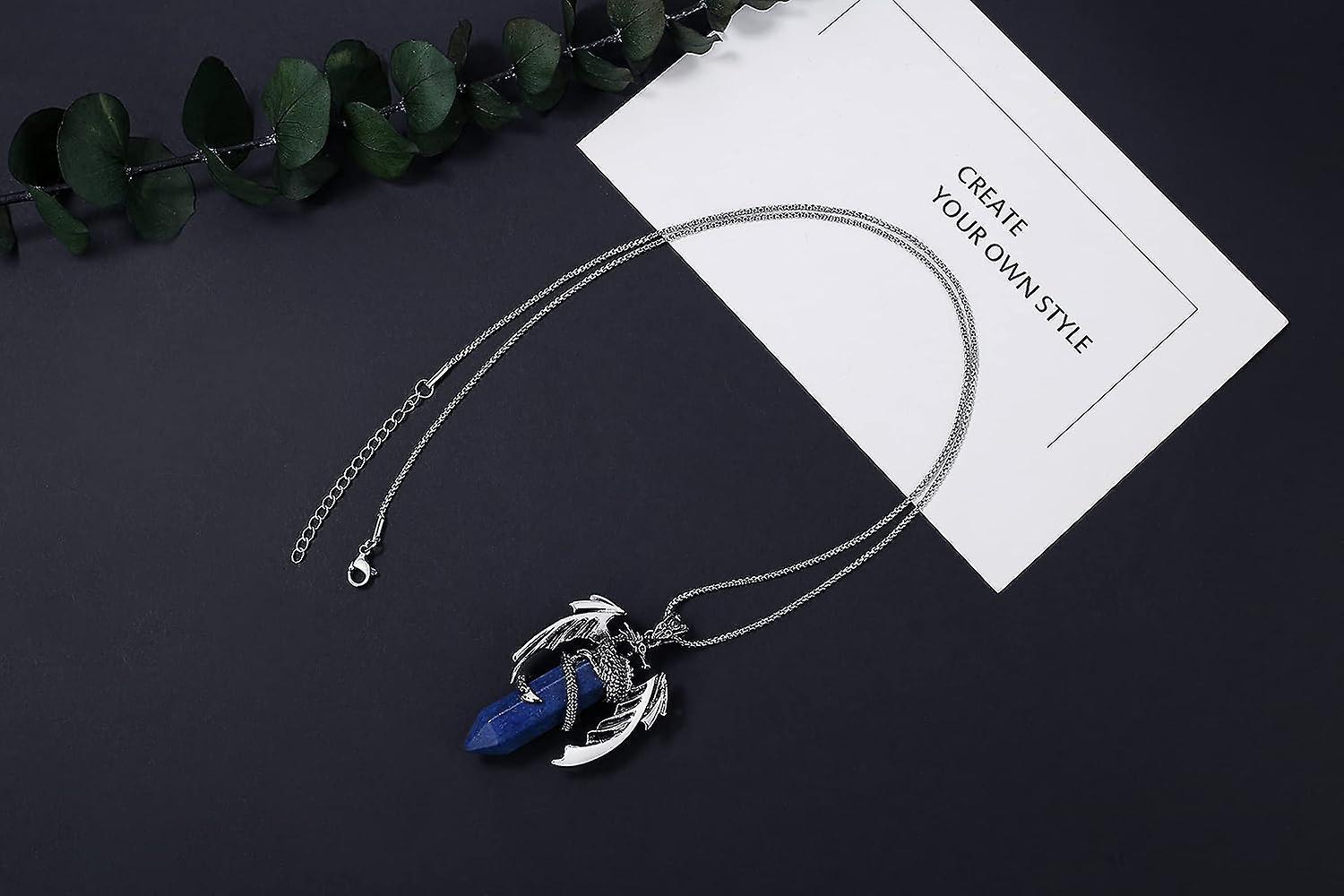 Dragon Necklace For Men Women Crystal Necklace Cool Mens Necklaces Dragon Jewelry Natural Gemstone Necklace - Image 2