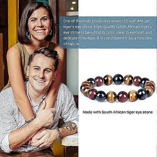 Enjoy Risingsun Tiger Eye Bracelet,Relax Anxiety Crystal Beaded Triple Protection Jewelry Bead Stone Chakra Gemstones Bracelets for women men - Image 3