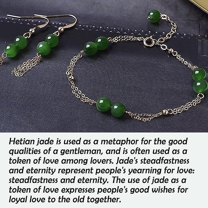 Feng Shui Hetian Jasper Bracelet Wealth Bracelet With 14k Gold Natural Authentic Green Gem Crystal Reiki Amulet Good Fortune Lucky Wealth Bracelet Men - Image 3